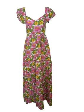 Show Me Your Mumu Cathy Floral Linen Maxi Dress Large